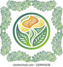 Beautiful floral round decorative element. Vector illustration