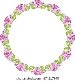 Beautiful floral round frame. Vector illustration.