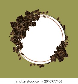 Beautiful floral round wedding card invitation template