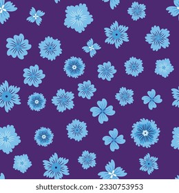 Beautiful floral seamless pattern with blue flowers. Wildflowers perfect pattern