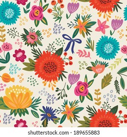 Beautiful floral seamless pattern. Bright illustration, can be used for creating card, invitation card for wedding,wallpaper and textile.