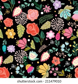 Beautiful floral seamless pattern. Bright illustration, can be used for creating card, invitation card for wedding,wallpaper and textile.