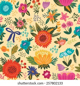 Beautiful floral seamless pattern. Bright illustration, can be used for creating card, invitation card for wedding,wallpaper and textile.