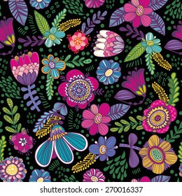 Beautiful floral seamless pattern. Bright illustration, can be used for creating card, invitation card for wedding,wallpaper and textile.
