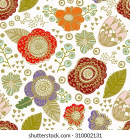 Beautiful floral seamless pattern. Bright illustration, can be used for creating card, invitation card for wedding,wallpaper and textile.