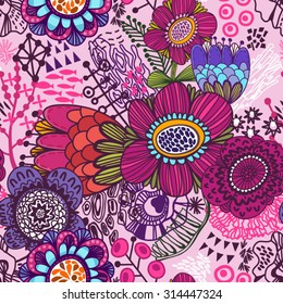 Beautiful floral seamless pattern. Bright illustration, can be used for creating card, invitation card for wedding, wallpaper and textile.