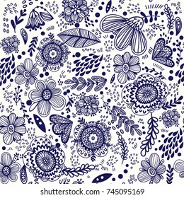 Beautiful floral seamless pattern. Bright illustration, can be used for creating card, invitation card for wedding,wallpaper and textile.
