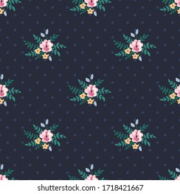 Beautiful floral seamless pattern. Cute vector background with bouquets of flowers. Universal design for textiles, paper, wallpapers and other surfaces.