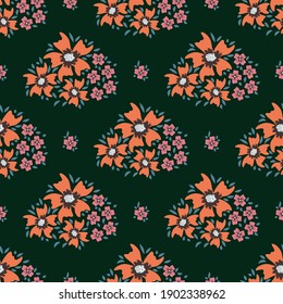 Hermoso patrón floral sin costuras. Borde vectorial lindo con ramos de flores. Diseño universal para textiles, papel, papel pintado y otras superficies.