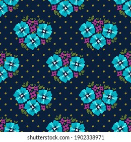 Beautiful floral seamless pattern. Cute vector background with bouquets of flowers. Universal design for textiles, paper, wallpapers and other surfaces.