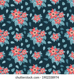 Beautiful floral seamless pattern. Cute vector background with bouquets of flowers. Universal design for textiles, paper, wallpapers and other surfaces.