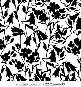 Beautiful floral seamless pattern. Cute natural background with wild meadow flowers. Hand drawn grunge wildflowers wallpaper. Simple daisy vector print for spring textile, fabric design