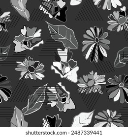 Beautiful floral seamless pattern. Cute natural background with wild meadow flowers. Simple vector print for spring textile, fabric design. 