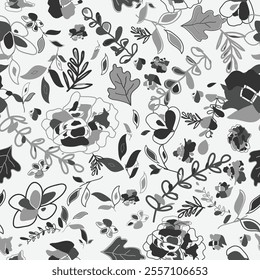 Beautiful floral seamless pattern. Cute natural background with wild meadow flowers. Simple vector print for spring textile, fabric design. 