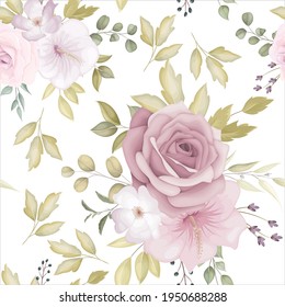 Beautiful floral seamless pattern with dusty pink flower