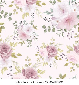 Beautiful floral seamless pattern with dusty pink flower