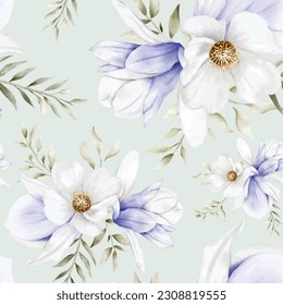 beautiful floral seamless pattern with elegant vintage flower and leaves