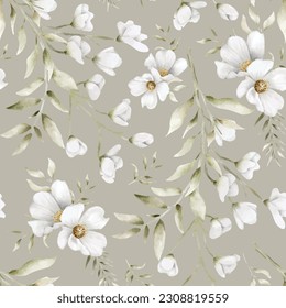 beautiful floral seamless pattern with elegant vintage flower and leaves