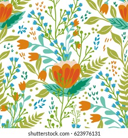 Beautiful floral seamless pattern in gentle colors. Bright illustration, can be used for creating card, invitation card for wedding,wallpaper and textile.