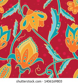 Beautiful floral seamless pattern - handdrawn repeat background, great for textiles, banner, wallpapers, print