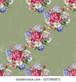 Hermoso patrón floral sin costura con hidrato de peonía rosada