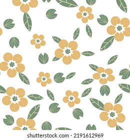 Beautiful floral seamless pattern . Light composition on white. Vector background.guince yellow flower 