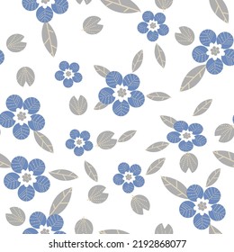 Beautiful floral seamless pattern . Light composition on white. Vector background.guince blue flower 