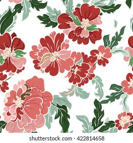 Beautiful floral seamless pattern . Light composition on white. Vector background.