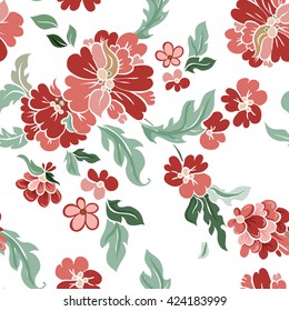 Hermoso patrón floral sin costuras. Composición ligera sobre blanco. Fondo vectorial.
