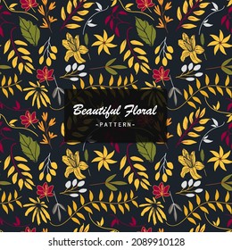 Beautiful floral seamless pattern on a dark background vector