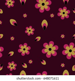 Beautiful floral seamless pattern on violet background