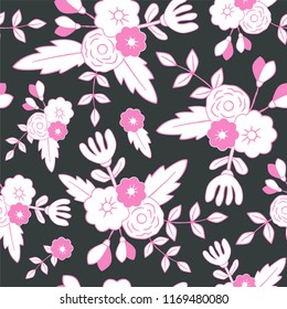Beautiful floral seamless pattern. Perfect for textile, wrapping, web and all kind of decorative projects. Vector illustration. Vector illustration.