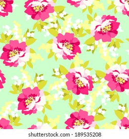 Beautiful floral seamless pattern with Beautiful Pink Flowers wild rose