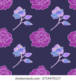 Schöne florale nahtlose Muster mit rosa und violetten Blumen. Vektor floraler Hintergrund.