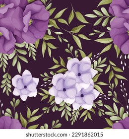 beautiful floral seamless pattern with purple flowers