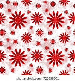 Beautiful floral seamless pattern in red and white. Vector textile background.