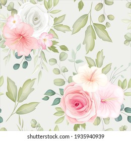 Beautiful floral seamless pattern with romantic flowers