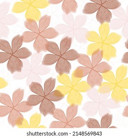 Beautiful floral seamless pattern with romantic flowers. Vector seamless pattern. Illustration in flat cartoon style.