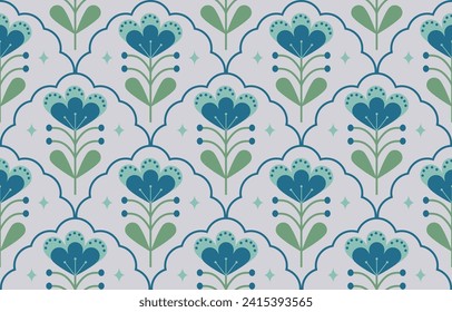 Beautiful floral seamless pattern. Scandinavian folk style flowers.Modern traditional texture ornaments, sweden nordic style.Pastel colors vector illustration. textile,fabric,wallpaper,products etc.