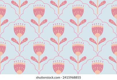 Beautiful floral seamless pattern. Scandinavian folk style flowers.Modern traditional texture ornaments, sweden nordic style.Pastel colors vector illustration. textile,fabric,wallpaper,products etc.