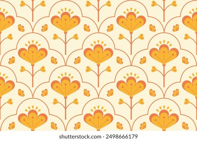 Beautiful floral seamless pattern. Scandinavian folk style flowers. Modern traditional texture ornaments, sweden nordic style.Paster colors vector illustration. textile,fabric,wallpaper,products etc.