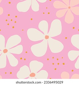 Beautiful floral seamless pattern. Vector texture with hand drawn flowers. Seamless floral background in retro style