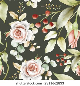beautiful floral seamless pattern with watercolor flowers