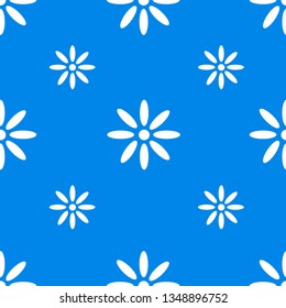 beautiful floral seamless pattern with white daisies on blue background