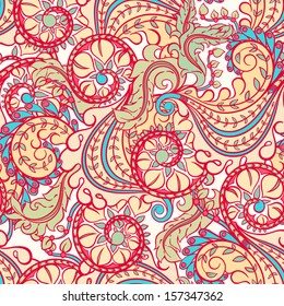 beautiful floral seamless pattern with yellow and green leaves on a beige background. vector illustration 