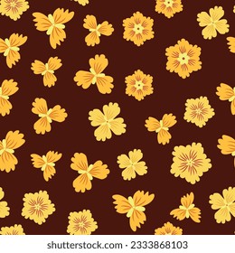Beautiful floral seamless pattern with yellow flowers. Wildflowers perfect pattern