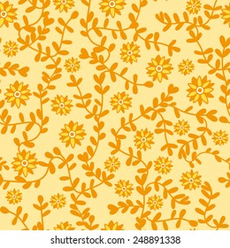 Beautiful floral seamless pattern in yellow colors. Bright illustration, can be used for creating card, invitation card for wedding,wallpaper and textile.