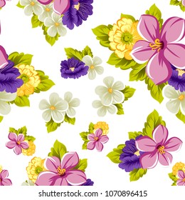 beautiful floral seamless pattern. For your fabric design, postcards, wedding invitations, birthday, Valentine's day and more. Vector illustration.