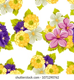 beautiful floral seamless pattern. For your fabric design, postcards, wedding invitations, birthday, Valentine's day and more. Vector illustration.
