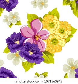 beautiful floral seamless pattern. For your fabric design, postcards, wedding invitations, birthday, Valentine's day and more. Vector illustration.
